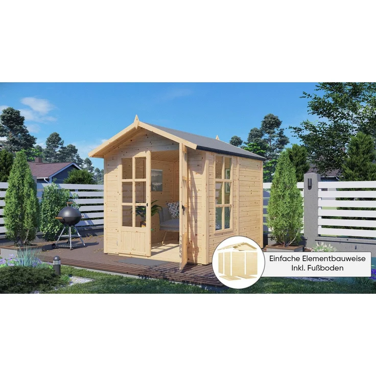 KONIFERA Gartenhaus Melrose, BxT: 214x246 cm, englischer Stil mit echten Sprossenfenstern, Massivholzausführung
