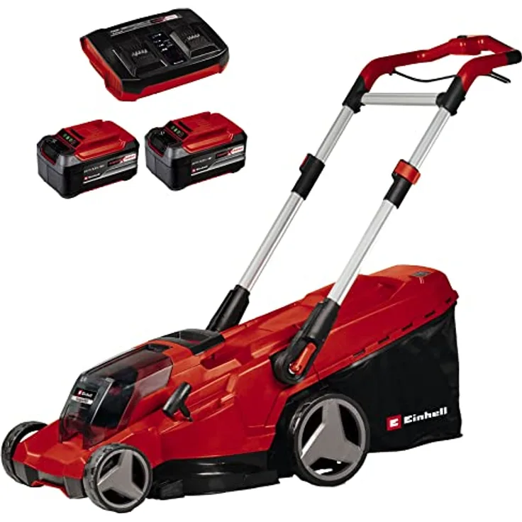 Einhell Akku-Rasenmäher RASARRO 36/42 Kit Power X-Change (36V, 42 cm Schnittbreite, bis 725 m², Brushless, 50L Fangkorb, Mulchfunktion, inkl. 2x 5,2Ah + 1x Twincharger)