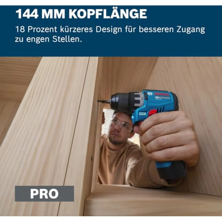 Bosch Professional Akku-Bohrschrauber GSR12V-31, 2x GBA12V-20, 25tlg. Schrauberbit-Set in Werkzeugtasche, kompakt und ergonomisch – Bild 3