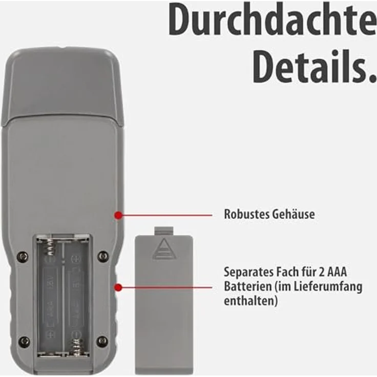 Brennenstuhl Feuchtigkeitsmessgerät FM-01, robuster Holz- und Baustoffmesser mit LCD-Display und Hold-Funktion – Bild 5