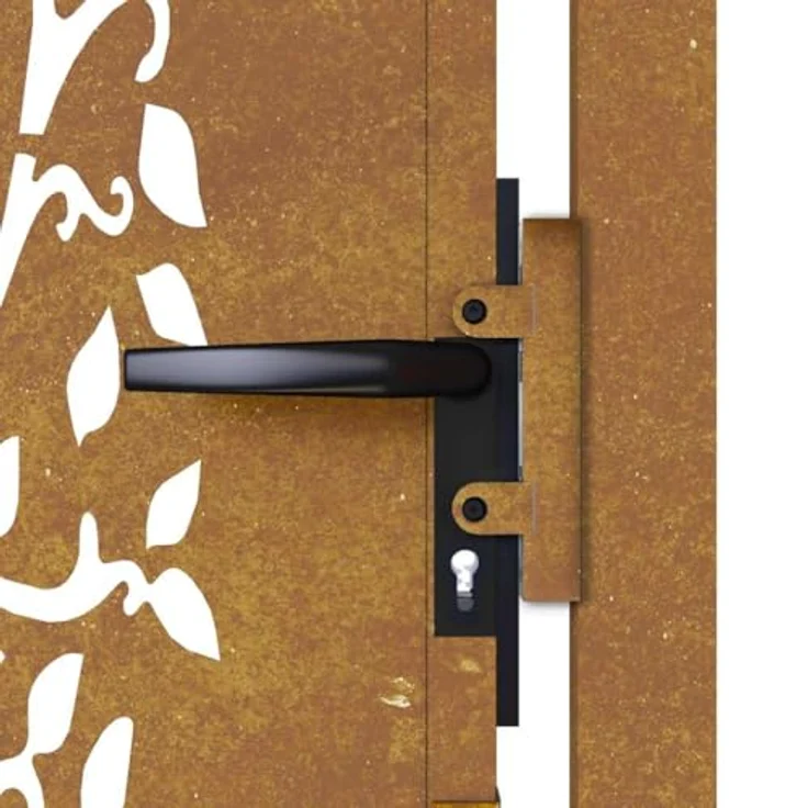 vidaXL Gartentor 105x105 cm Cortenstahl Baum-Design Abschließbar Zauntor, Rostig - Preisvergleich – Bild 7