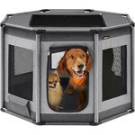 Feandrea Welpenauslauf Oxford-Gewebe, Welpenlaufstall XL, stabiler Rahmen aus PVC-Rohren, atmungsaktives Netz, Taubengrau-schiefergrau