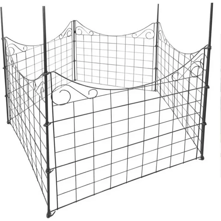 Happy Home Zaunpfosten Metall Gartenzaun Set, 11-teilig, pulverbeschichtet anthrazit, erweiterbar, 77,5 x 64 cm
