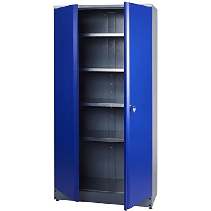 Küpper Hochschrank 70297, ultramarinblau, 91x180x45cm, 4 stabile Fachböden mit je 75 kg Tragkraft, abschließbar