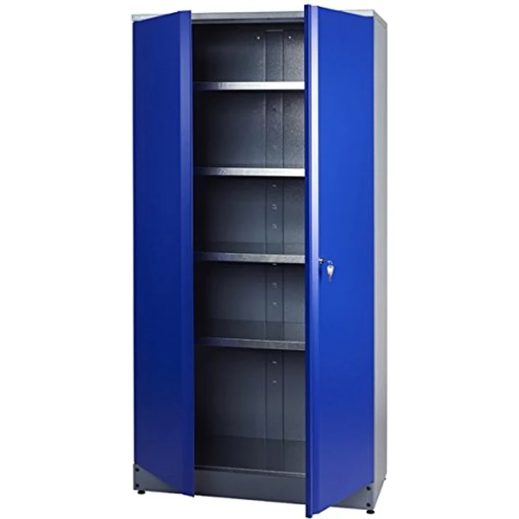 Küpper Hochschrank 70297, ultramarinblau, 91x180x45cm, 4 stabile Fachböden mit je 75 kg Tragkraft, abschließbar – Bild 1