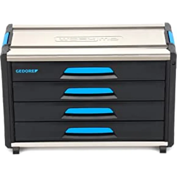 GEDORE Werkzeugbox WorkMo B3, 4 Schubladen, 1 Fach, Plastik/Alu, mit Zubehör abschließbar, leer, Werkzeug-Mobil 1110 WM-34