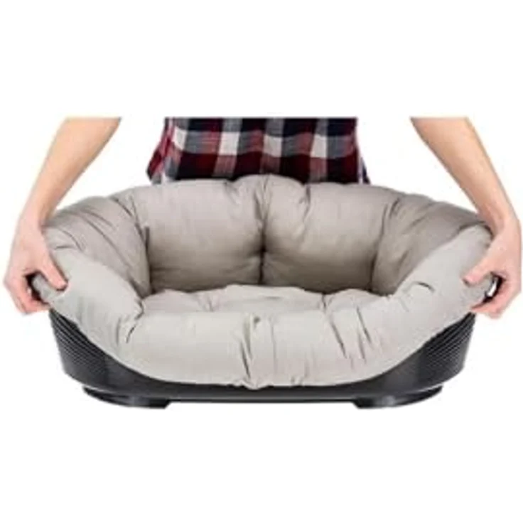 Ferplast Hundekissen SOFA 'CUSHION 6, gepolsterter Bezug aus waschbarer Baumwolle, verstellbar mit Gummizug, 73 x 55 x h 27 cm, grau – Bild 2