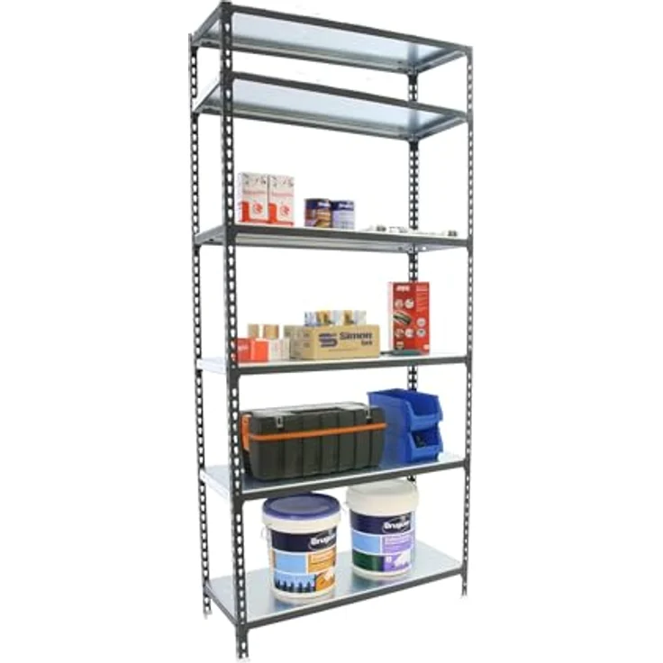 Simonrack Simonclick Metallregal Mini, 250 x 80 x 30 cm, 6 Böden, Traglast 180 kg pro Boden, anthrazit/weiß, steckbar – Bild 7