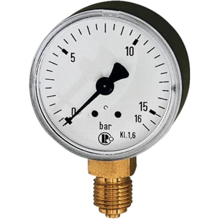 RIEGLER Standardmanometer 101801-119, Stahlblechgehäuse, G 1/4 unten, Druckbereich 0-25,0 bar, Ø 63 mm, 1 Stück – Bild 2
