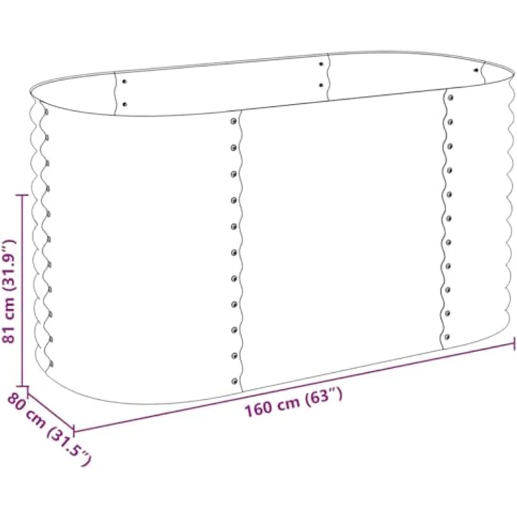 vidaXL Garten-Hochbeet 160x80x81 cm Verzinkter Stahl Grau – Bild 7