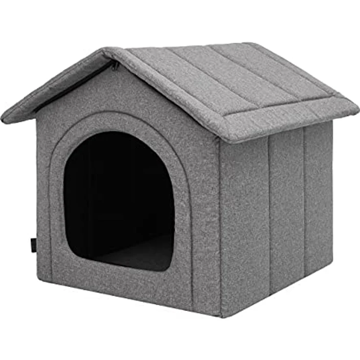Hundehaus Hundehütte für kleine Hunde - Katzenhaus, Katzenhöhle - mit herausnehmbarem Dach - Tierhaus für Katzen und Hunde für Drinnen / Indoor - Graphit - 38 x 32 x 38 cm [R1 / S] – Bild 1