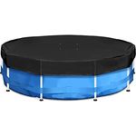 Sekey Poolabdeckung Rund für 244cm Metallrahmenpool, Reißfest Oxford Poolabdeckung mit hoher Dichte 420D, Wind- und Staubabweisend, Einfache Installation, Schwarz