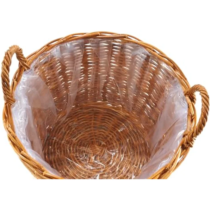 Kobolo Rattanübertopf Pflanzkorb Übertopf – Rattan lacak – rund - mit Folie - 3er Set – Bild 4