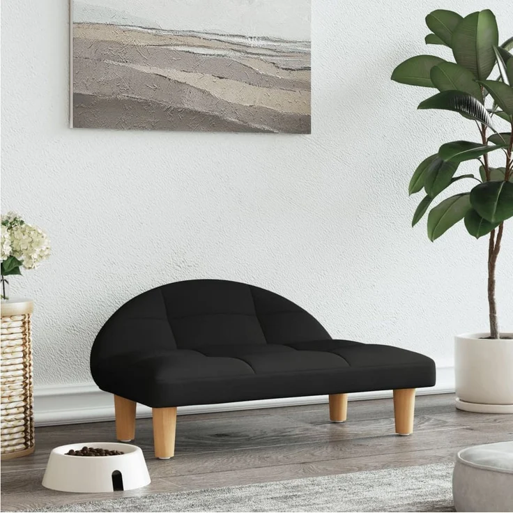vidaXL Hundematratze Schwarzes Haustier-Sofa aus massivem Kiefernholz, 70 x 52 x 30 cm – Bild 1
