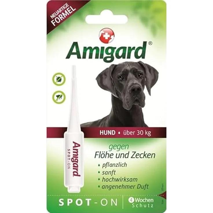 Amigard Spot-On 1er Pack für große Hunde, gegen Zecken und Flöhe, 1 Monat Schutz, pflanzliche Wirkstoffe, ohne Parfüm und Konservierungsmittel, vegan – Bild 1