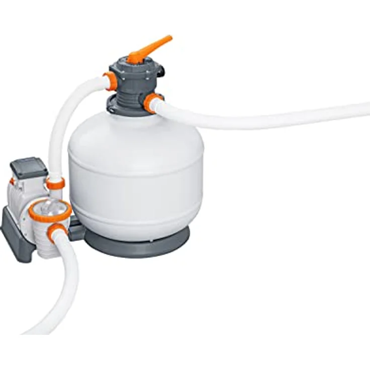 Bestway Flowclear Sandfilteranlage, 11.355 l/h Umwälzleistung, geeignet für Pools bis 64.000 l, rostfreier Tank, integrierte Zeitschaltuhr – Bild 4