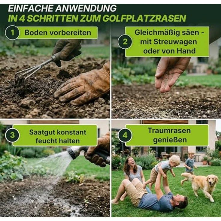 Terrauno Turbo Rasensamen, schnellkeimend für Nachsaat, extrem hohe Keimrate, 1 kg für 50 m², trockenresistent, RSM Qualität – Bild 3