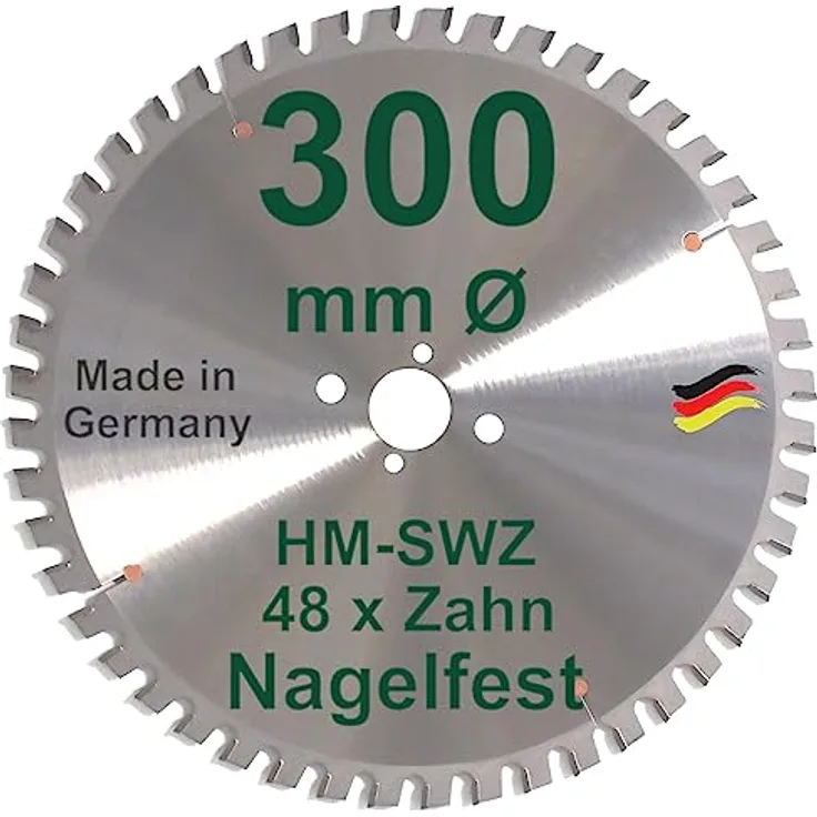 HM Kreissägeblatt 300 x 30 Z= 48 SWZ SUPER nagelfest Sägeblatt 300mm für Bauholz Naturholz Brennholz Hartholz Schalholz Faserplatten Leimholz Wippsäge Kreissäge Gehrungssäge Kappsäge Brennholzsäge