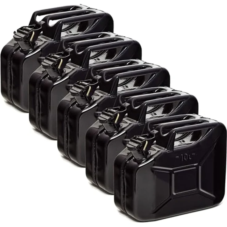 BW® Benzinkanister Metall 10L, schwarzer Kraftstoffkanister RAL 9005, TÜV-geprüft, UN-zugelassen, 0,9mm Stahl für Benzin, Diesel, E10 und 2-Takt, Made in Europe – Bild 1