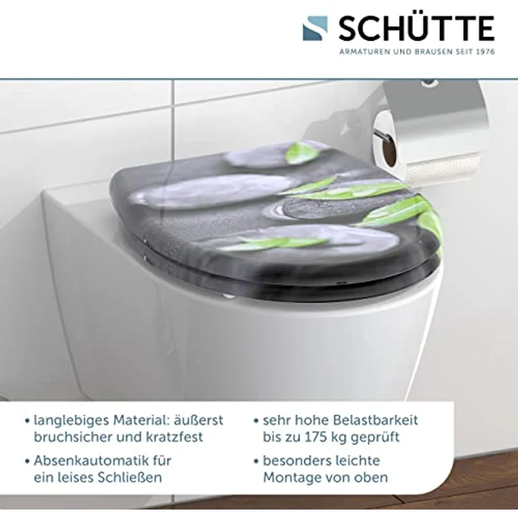 Schütte WC-Sitz Duroplast Stone, doppelte Absenkautomatik und Schnellverschluss, bruchsicher und kratzfest – Bild 6
