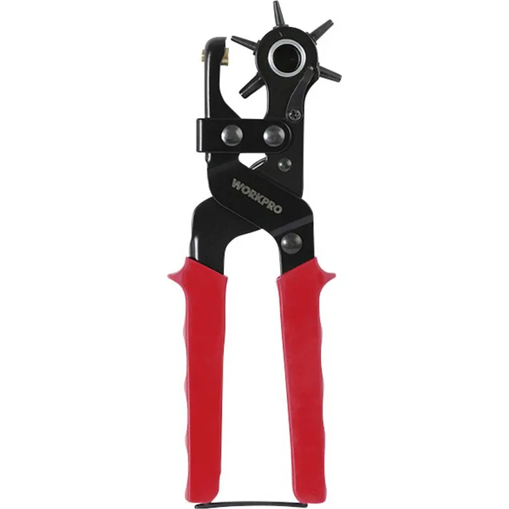 WorkPro WP231077 Stanzzange mit 6 Durchmessern (2 mm, 2.5 mm, 3 mm, 3.5 mm, 4 mm, 4.5 mm), 230 mm, langlebiger Profilhebel