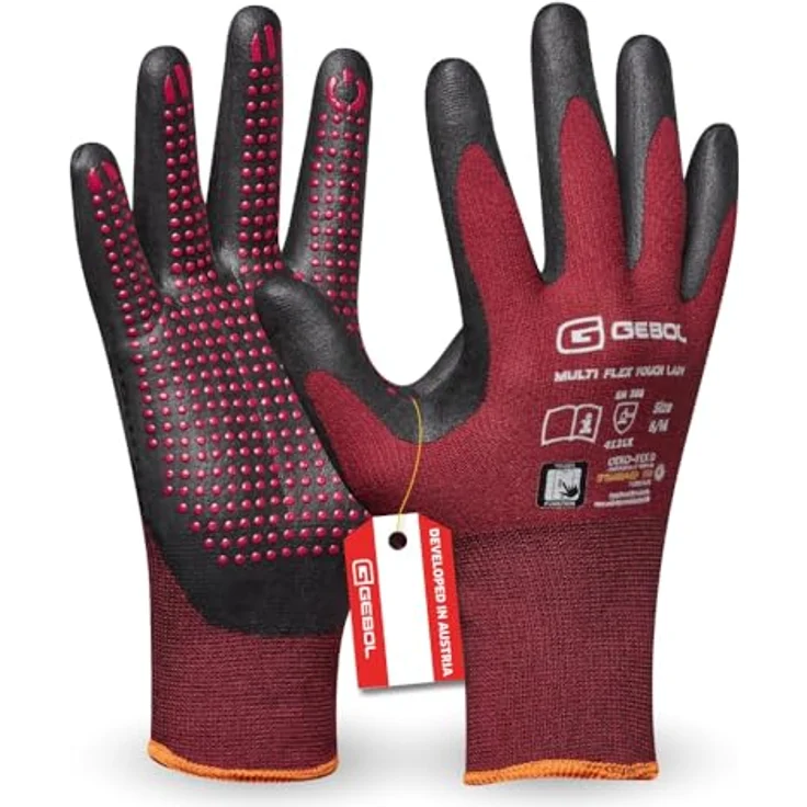 Gebol Arbeitshandschuhe Gebol Handschuh Multi Flex Touch Lady, Nahtloser Montagehandschuh mit Touch-Funktionalität, Größe 7/S, rot/schwarz – Bild 2