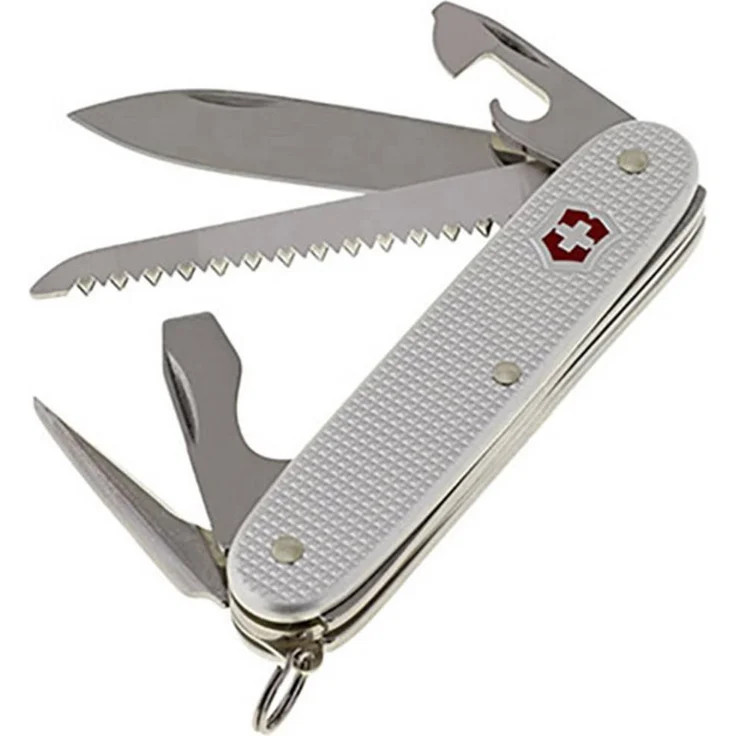 Victorinox Pionier 0.8241.26 Schweizer Taschenmesser, 9 Funktionen, Silber, mit Holzsäge und Stech-Reib-Ahle