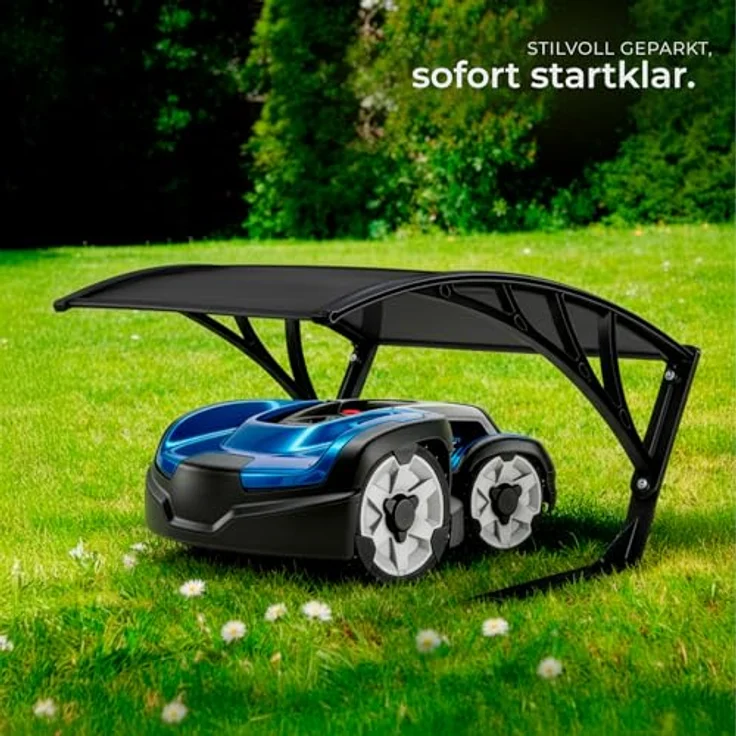 tectake Mähroboter-Garage Domus, 81 x 100 x 48 cm, mit UV-beständigem Polycarbonat-Dach und 4 Erdnägeln – Bild 8