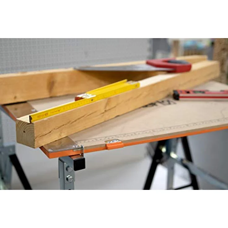 Meister Metallbock 200 kg - Klappbar - Teleskop-Arbeitsbock mit 7-stufiger Höhenverstellung und Rasthaken - verstellbare Arbeitshöhe 800 - 1300 mm - Metall - silber/schwarz – Bild 5