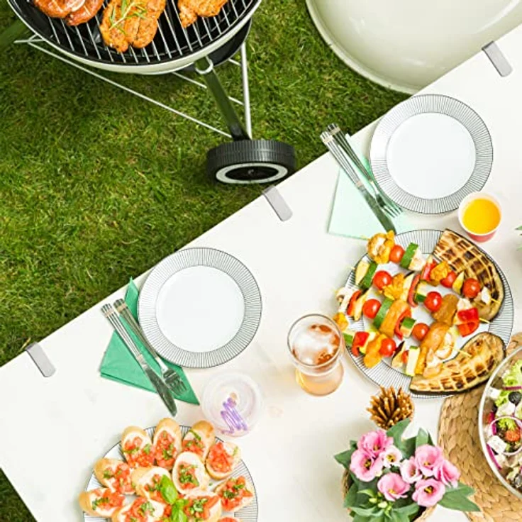 Relaxdays - 12er Set Tischklammern, verstellbare Edelstahl Tischdeckenklammern für Tischstärken bis 4,2 cm, silber – Bild 2