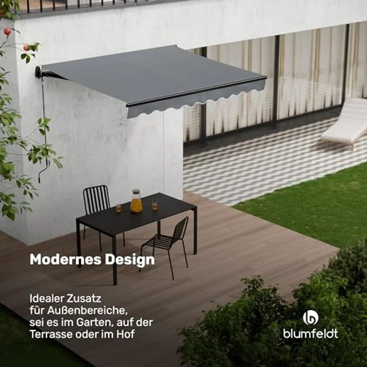 blumfeldt CloudShade Markise (Set), UV-Schutz Gelenkarmmarkise mit WLAN und Bluetooth Smart Remote, 250 x 200 cm für Balkon und Terrasse – Bild 3