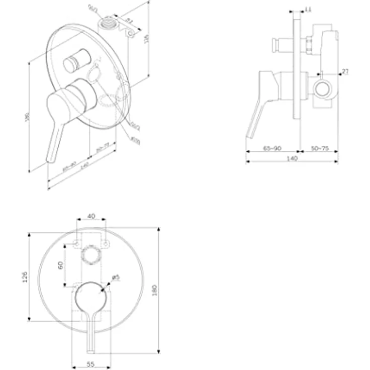 AM.PM X-Joy S FXB45000, Unterputz Wannen Einhand-Mischbatterie mit 35 mm SoftMotion Keramikkartusche, Chrom – Bild 7