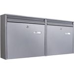 banjado Briefkastenanlage Stahl Silber, Handveredelt in Sachsen, ansprechendes Design und hoher Bedienungskomfort