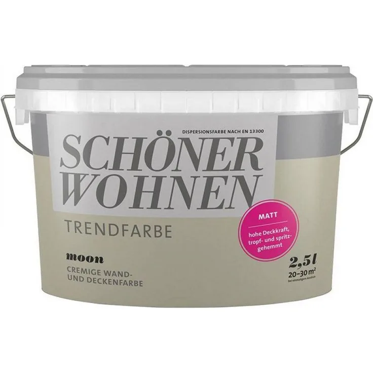 SCHÖNER WOHNEN FARBE Wandfarbe SW Trend Moon 7503, 2,5L - matte, lösemittel- und weichmacherfreie Dispersionsfarbe, hochdeckend und scheuerbeständig