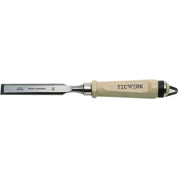 TECWERK Stechbeitel B.45mm mit Zwinge aus Weißbuchenholz, Ulmer Form