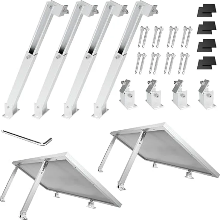 SAVOLAR Solarmodul Halterung Balkonkraftwerk Flachdach (15-60°) Winkel Einstellbar, 40-105cm Verstellbar, Aluminiumlegierung, Schwarz