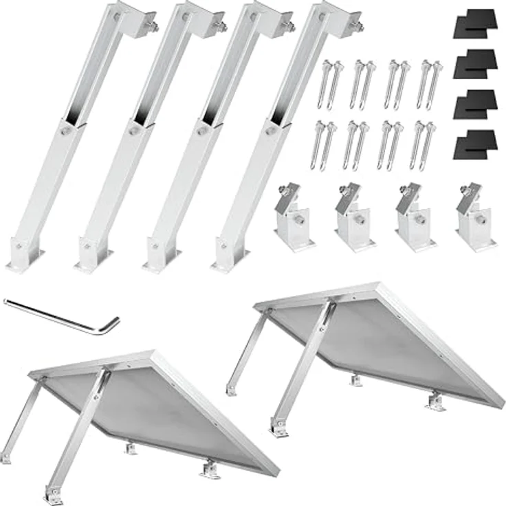 SAVOLAR Solarmodul Halterung Balkonkraftwerk Flachdach (15-60°) Winkel Einstellbar, 40-105cm Verstellbar, Aluminiumlegierung, Schwarz – Bild 1