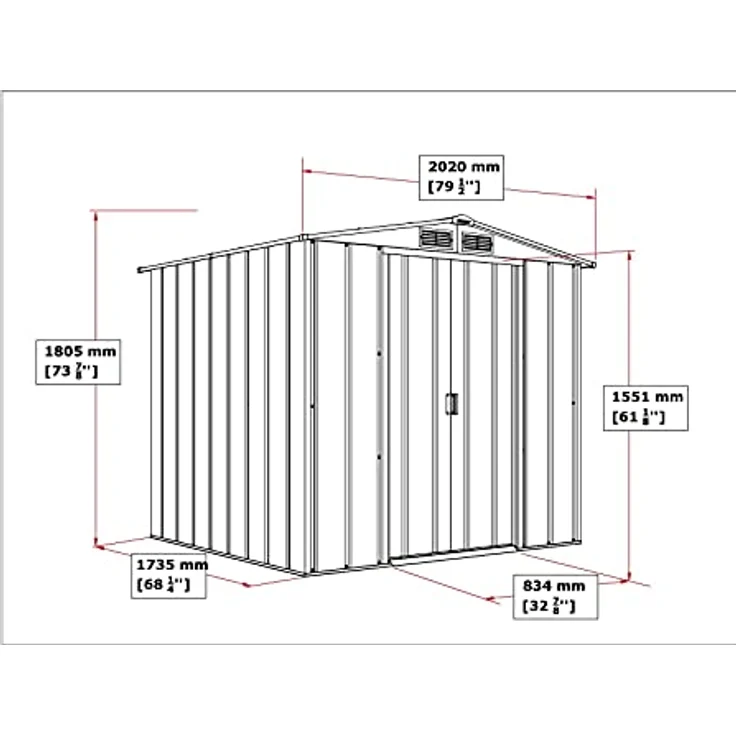 Duramax ECO 6 x 6 (3.33 m²) Metallgerätehaus, feuerverzinktes Metall gerätehaus - Geräteschuppen, verstärkte Dachkonstruktion, wartungsfreier und wetterfester Metallschuppen, Grün – Bild 4