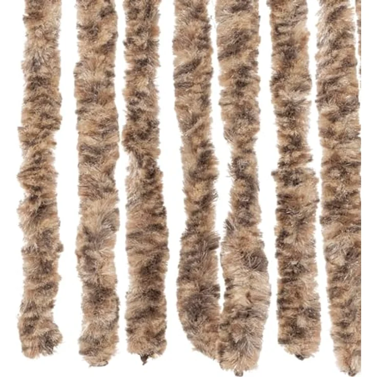 vidaXL Fliegenvorhang, Insektenschutz für Haus Mobilheim Wohnwagen, Türvorhang mit Haken, Fadenvorhang Insektenvorhang, Beige Dunkelbraun Chenille, geräuscharm, pflegeleicht, multifunktional – Bild 5