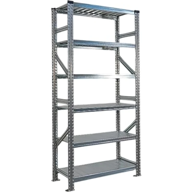 Proregal PROXIMO Metallregal Fachbodenregal, verzinkter Stahl, 210 x 90 x 50 cm, 6 Böden, Traglast 200 kg pro Boden, steckbar – Bild 4