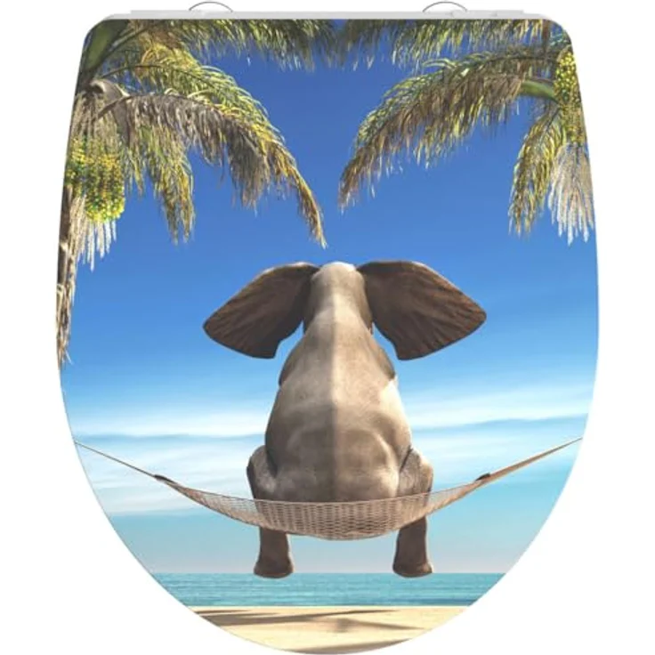 Schütte WC-Sitz Happy Elephant Duroplast mit Absenkautomatik, Schnellverschluss und hygienischer Oberfläche, einseitig bedruckt – Bild 3
