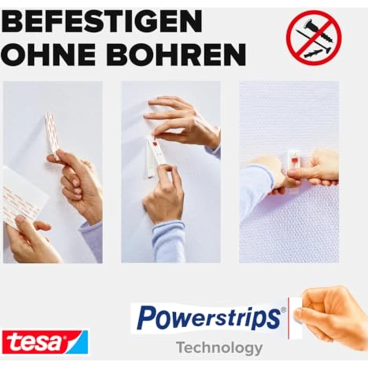tesa Klebestreifen zum Befestigen auf Tapete & Putz, 0,5 kg Halteleistung – Bild 4