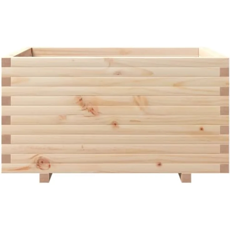 vidaXL Pflanzkübel, Hochbeet aus Massivholz Kiefer, großzügiges Fassungsvermögen 90 x 60 x 49,5 cm, unbehandelt – Bild 5