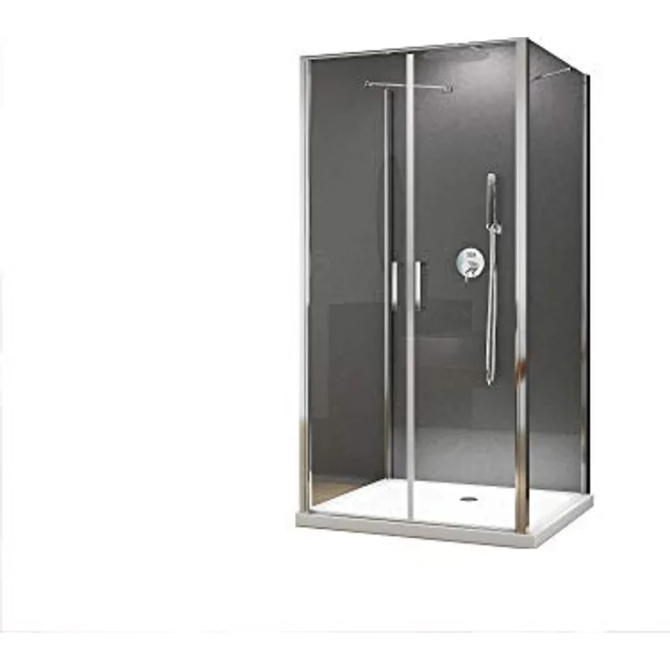 BuyLando Nora Duschkabine U-Form, 90x90x195 cm, Klarglas, 8 mm ESG-Sicherheitsglas, 2-türige Einstiegsöffnung