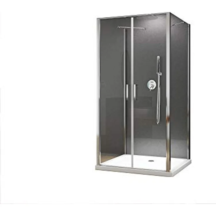 BuyLando Nora Duschkabine U-Form, 90x90x195 cm, Klarglas, 8 mm ESG-Sicherheitsglas, 2-türige Einstiegsöffnung – Bild 1