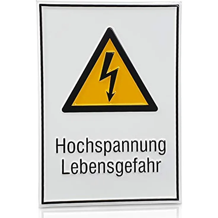 Betriebsausstattung24® Warn-Kombischild „Hochspannung Lebensgefahr“, Aluminium, 13,1 x 18,5 cm, UV- & witterungsbeständig, für Innen- und Außenbereich