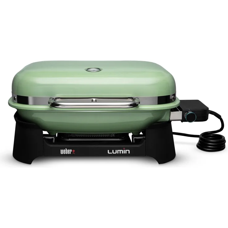 Weber Elektro-Tischgrill Lumin, Mintgrün, 2200 W, 49 x 33 cm, porzellanemaillierter Stahl und Gusseisen, hitze- und wetterbeständig