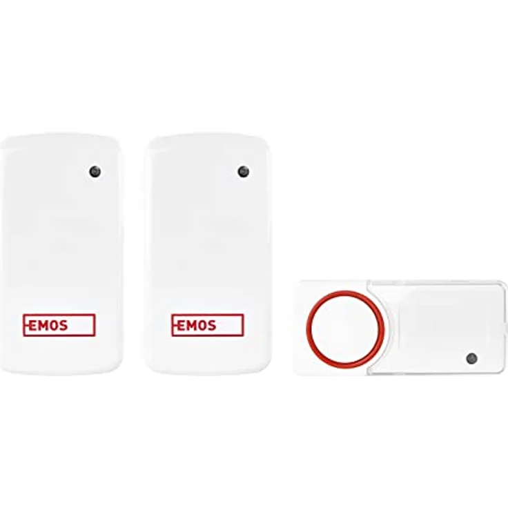 EMOS Batterielose Türklingel/Funkklingel Set mit 2 Empfängern, 150 m Reichweite und 10 Klingeltönen, 5 Stufen Lautstärke bis 110 dB/Visuelle Anzeige/Self-Learning Paarung, weiß/rot – Bild 5