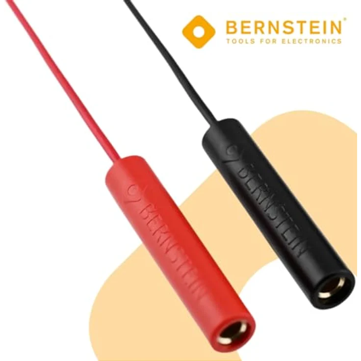 BERNSTEIN Prüfspitze Klinge 1 mm Paar, Rot und Schwarz, Anschluss für 4 mm Buchse, vollisoliert bis auf die Spitze, Messkategorie CAT I, 30 V/AC und 60 V/DC – Bild 2
