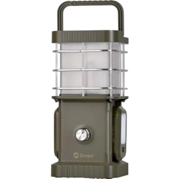 BERGER Samar Campinglaterne, multifunktionale LED-Lampe mit Powerbank (5200mAh) & Bluetooth Lautsprecher, spritzwassergeschützt (IP44), ideal für Zelt & Outdoor-Aktivitäten